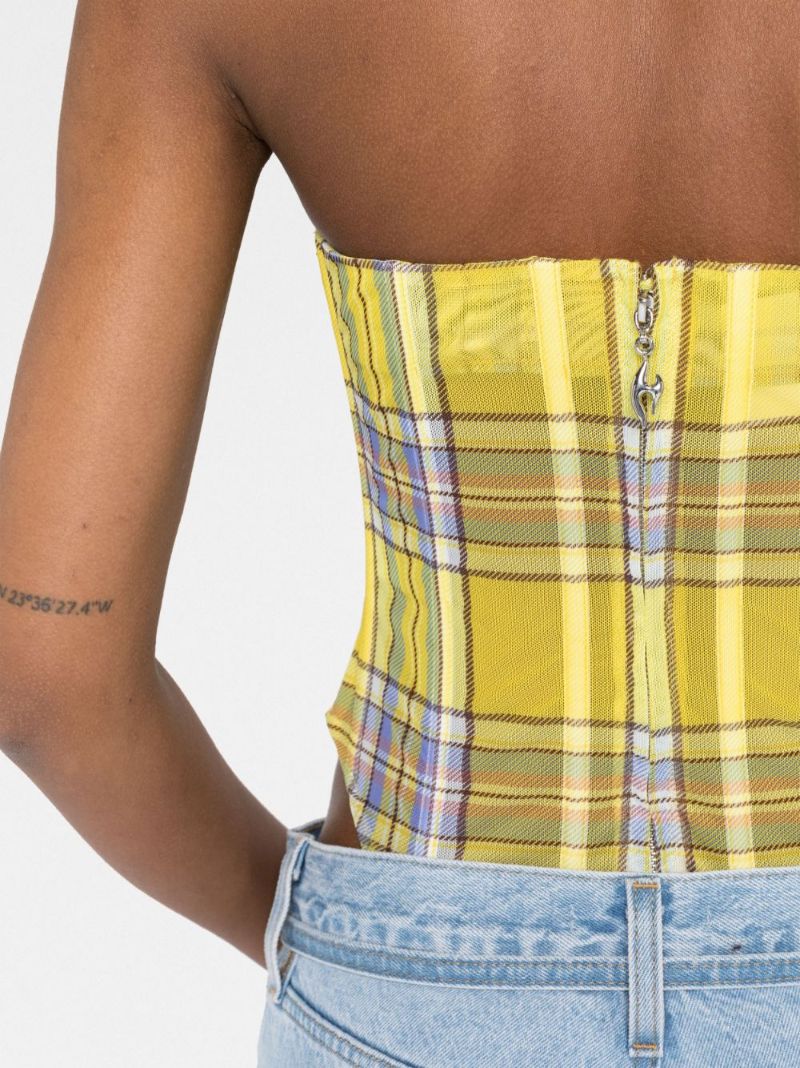 Yellow Peri Plaid Corset Top
