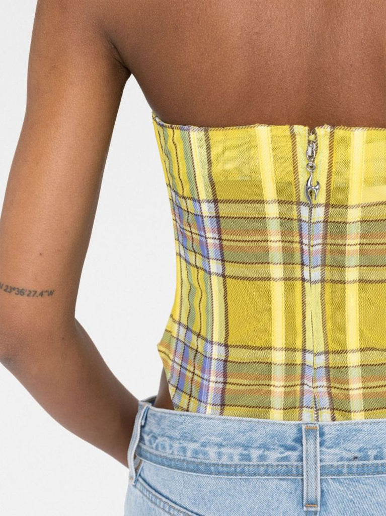 Yellow Peri Plaid Corset Top