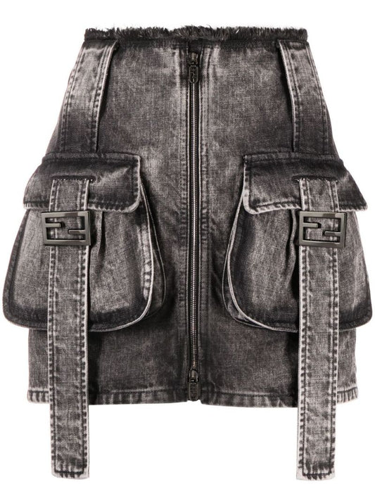 Black Denim Mini Skirt