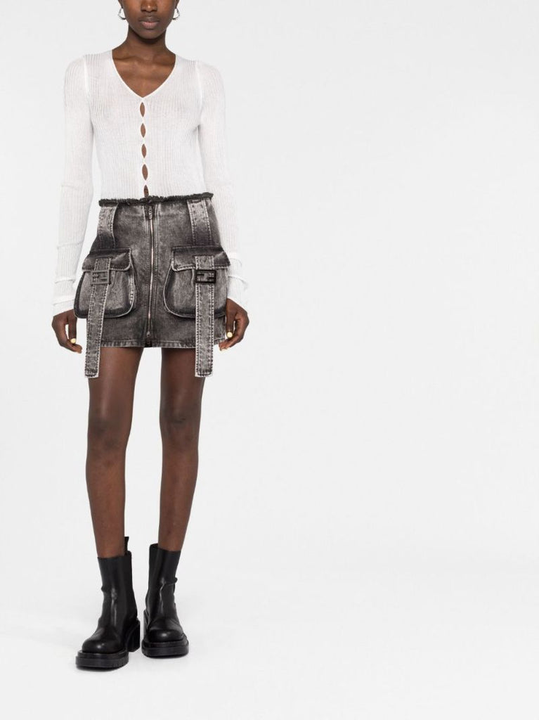 Black Denim Mini Skirt