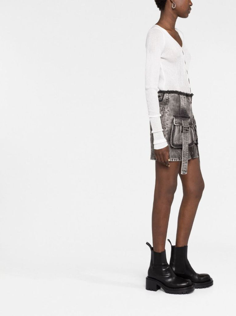 Black Denim Mini Skirt