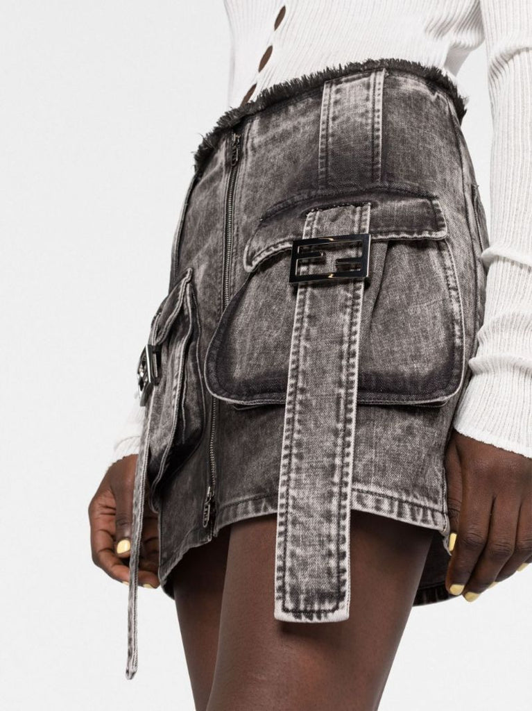 Black Denim Mini Skirt