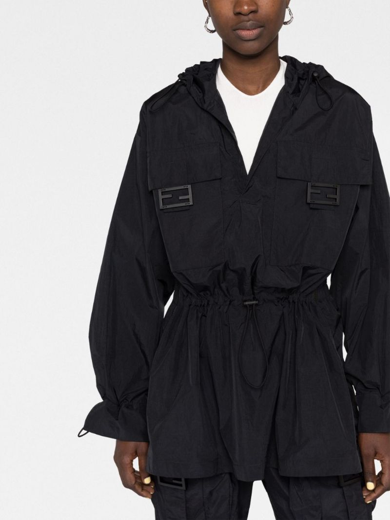 Black Hooded Anorak Jacket