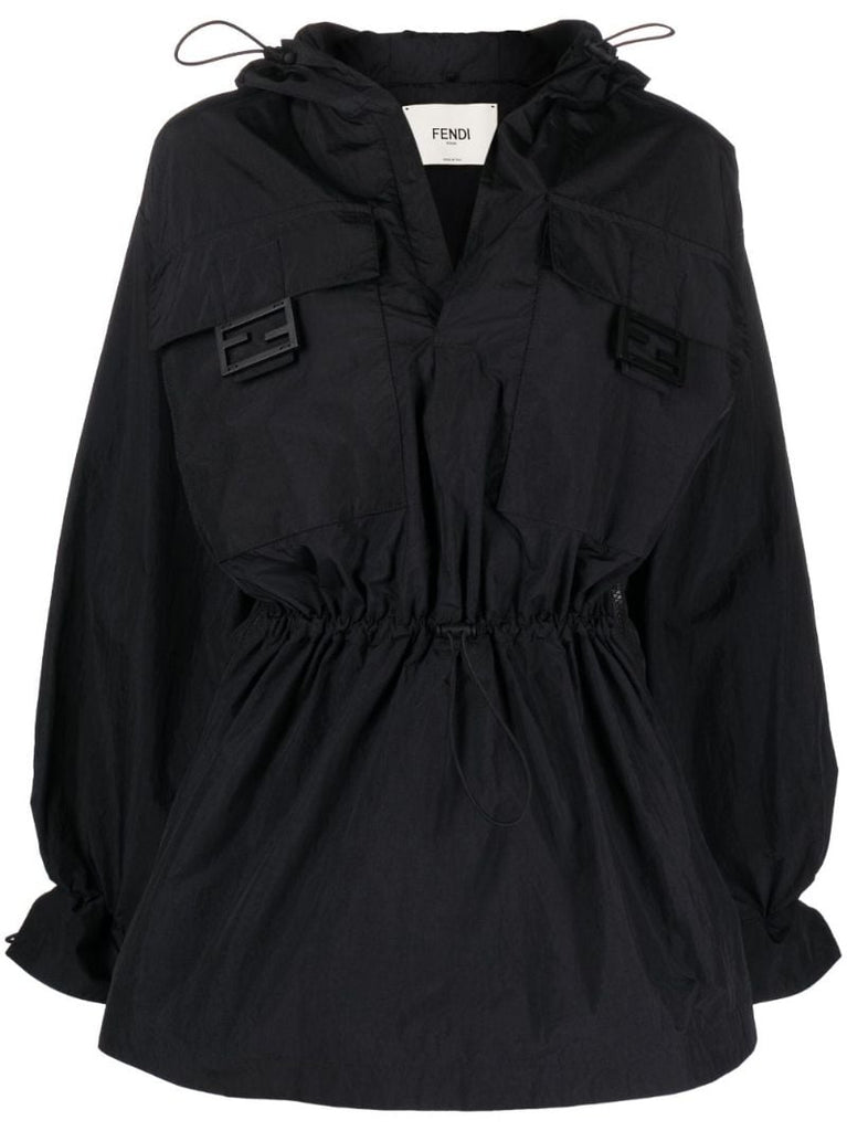 Black Hooded Anorak Jacket