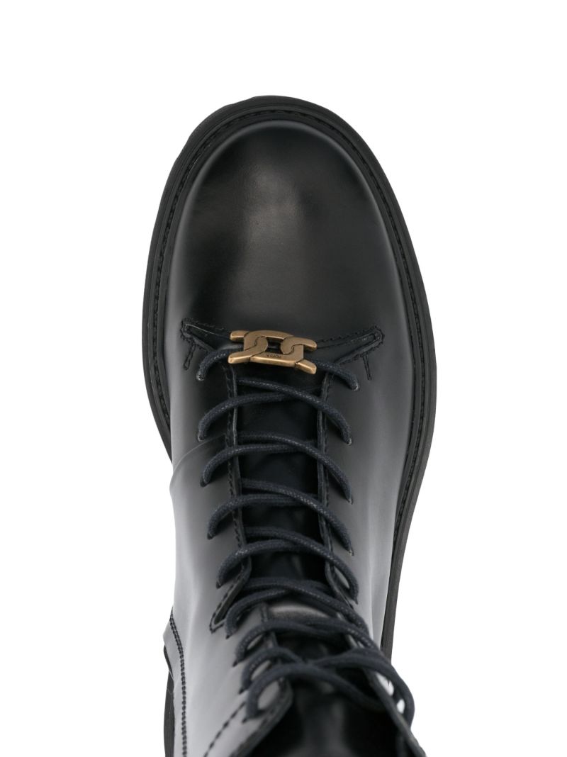 Black Lace-up Leather Combat Boots