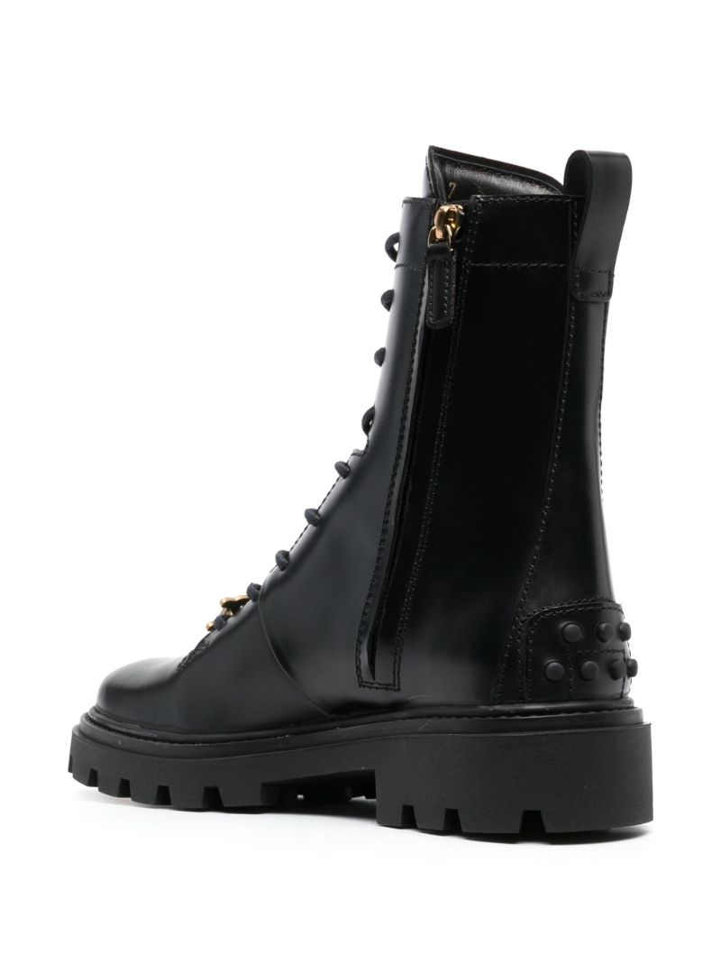 Black Lace-up Leather Combat Boots