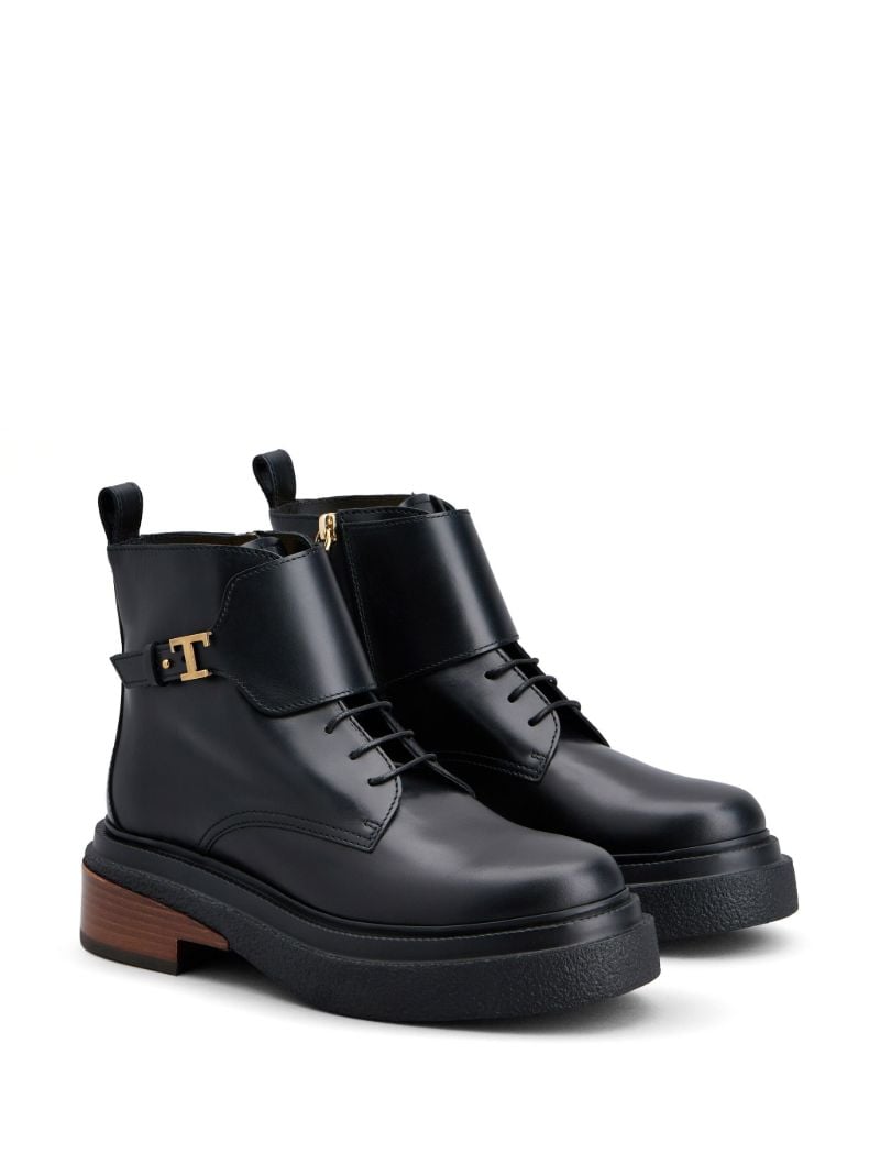 Black Lace-up Leather Ankle Boots