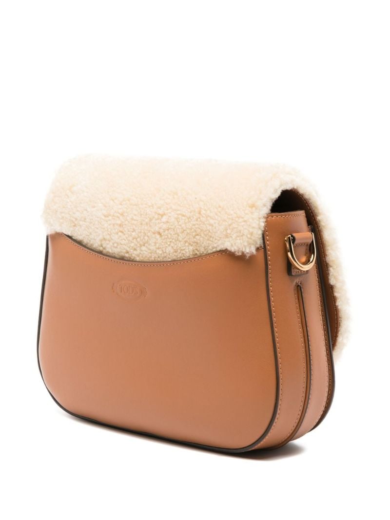 Brown T Timeless Shearling Cross Body Bag