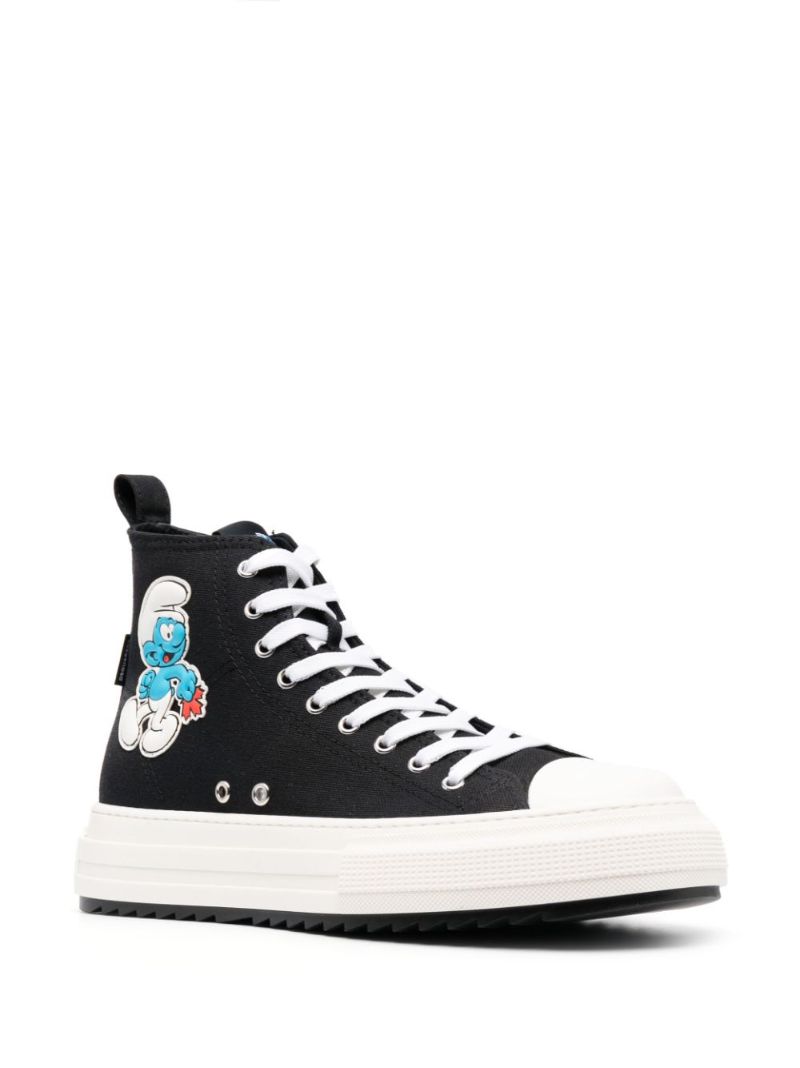 X Smurfs Black High-top Cotton Sneakers