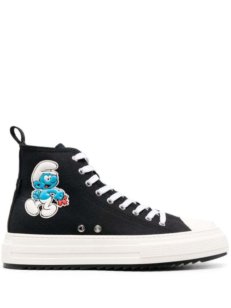 X Smurfs Black High-top Cotton Sneakers