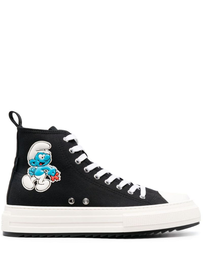 X Smurfs Black High-top Cotton Sneakers