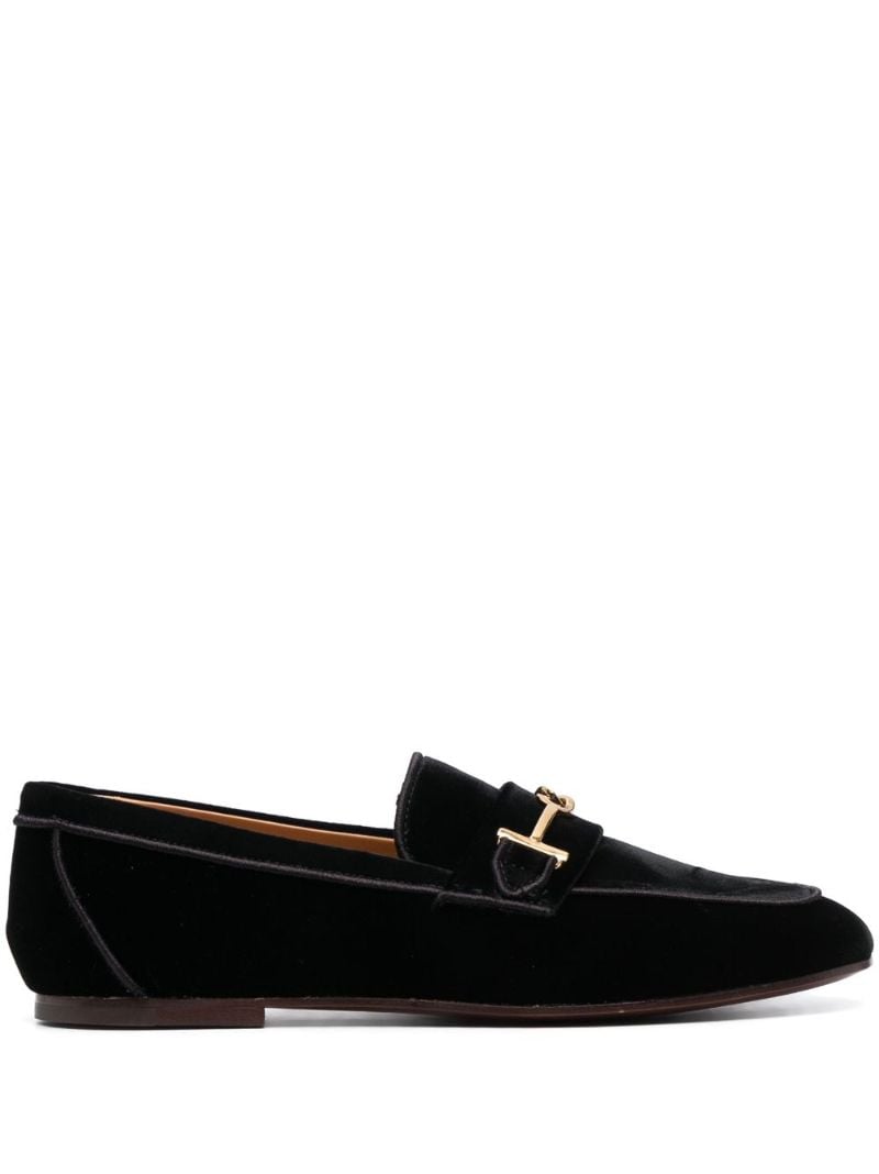 Black Double T Velvet Loafers