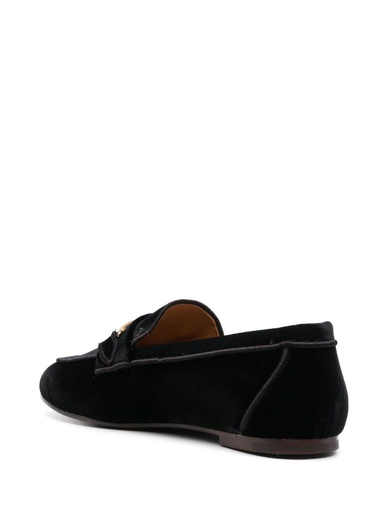 Black Double T Velvet Loafers