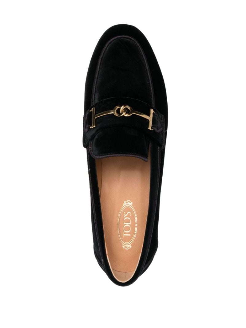 Black Double T Velvet Loafers