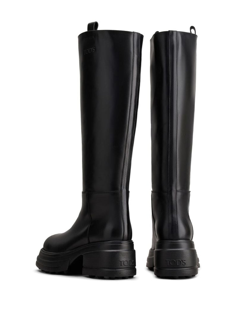 Black Knee-high Leather Boots