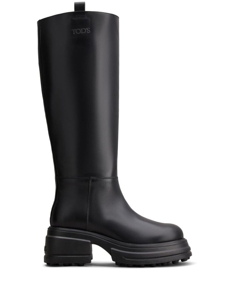 Black Knee-high Leather Boots