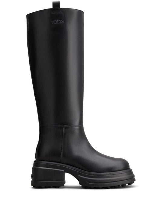 Black Knee-high Leather Boots