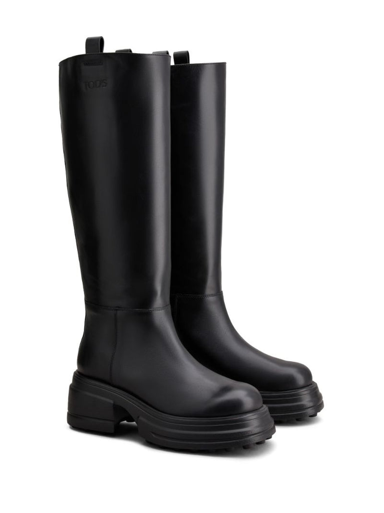 Black Knee-high Leather Boots