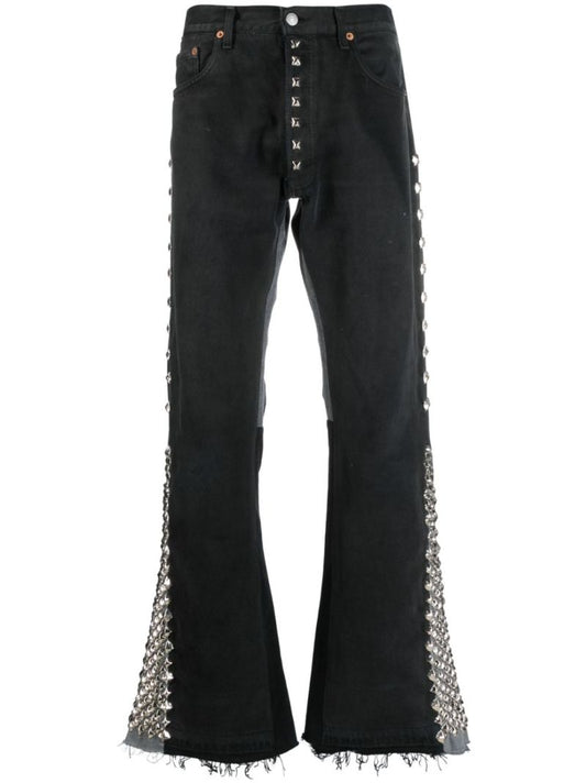Black La Flare Studded Jeans