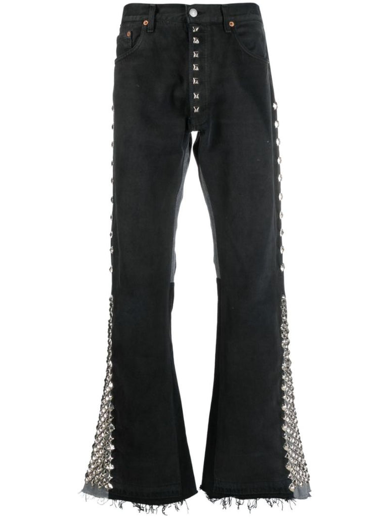 Black La Flare Studded Jeans