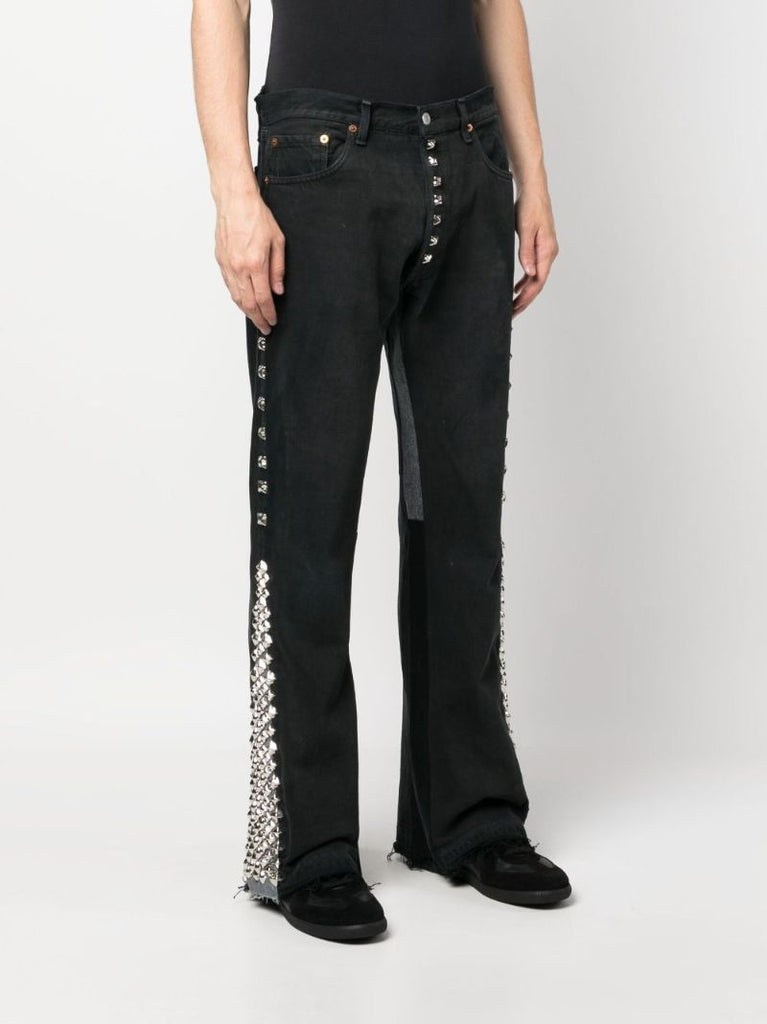 Black La Flare Studded Jeans