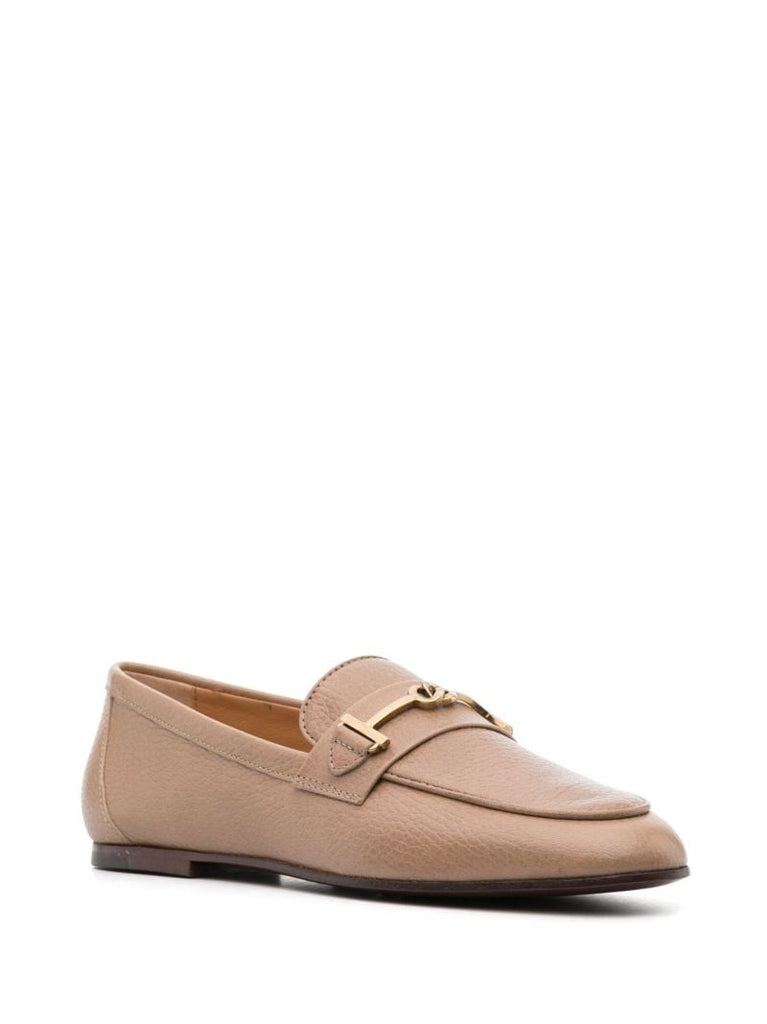 Neutral Double T Leather Loafers