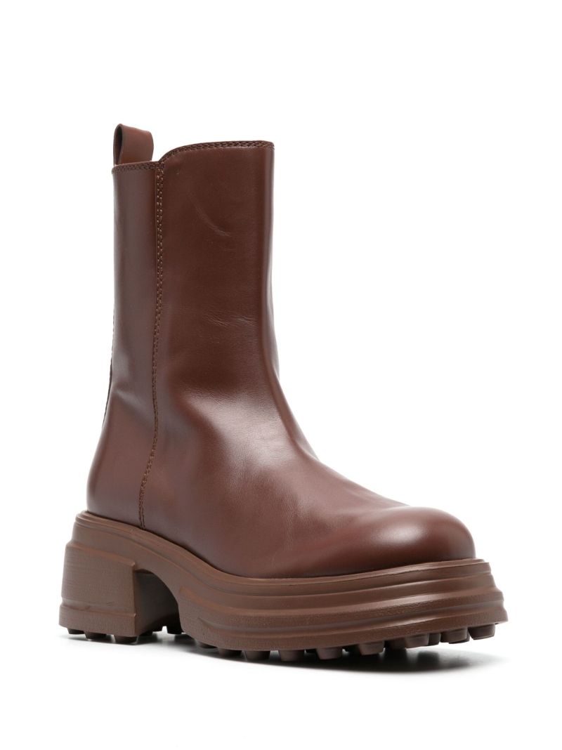 Brown Chunky 60 Leather Ankle Boots