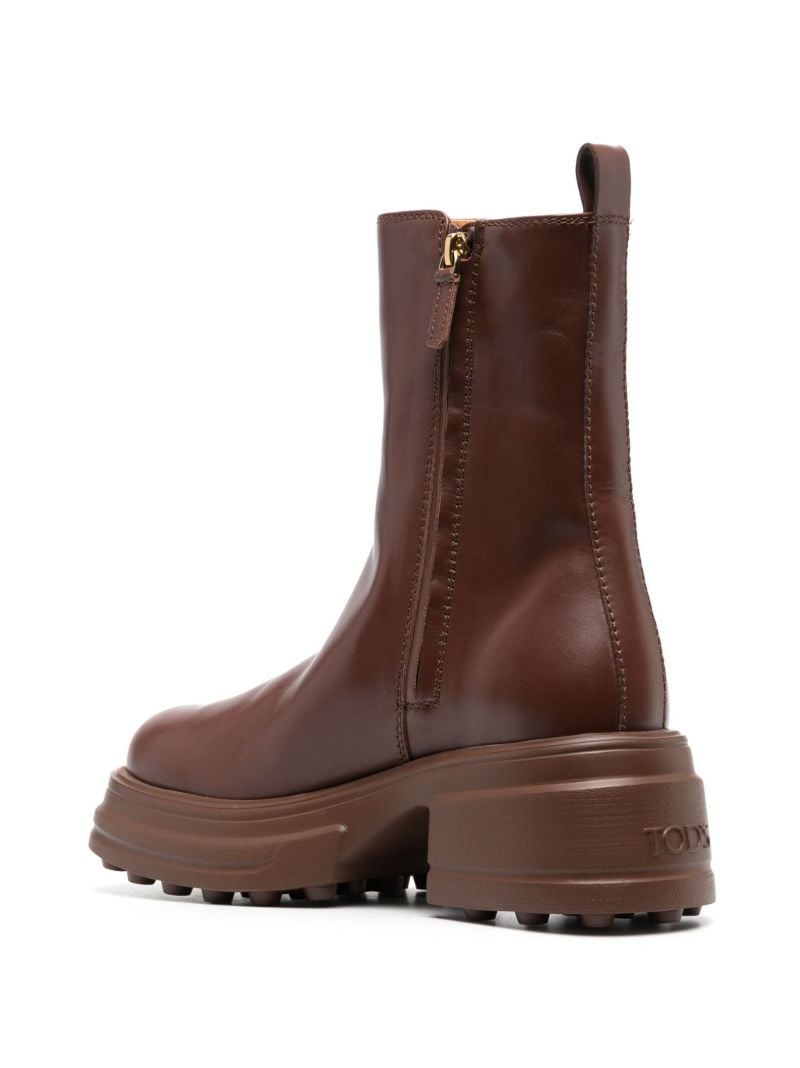 Brown Chunky 60 Leather Ankle Boots