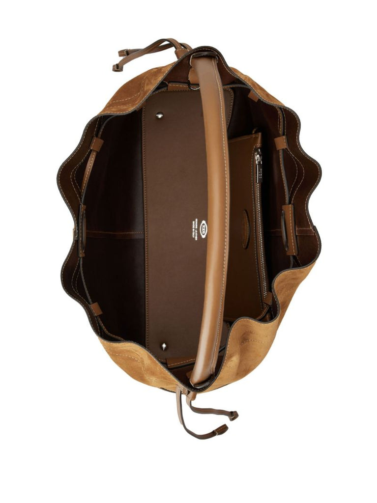 Brown Di Medium Suede Bucket Bag
