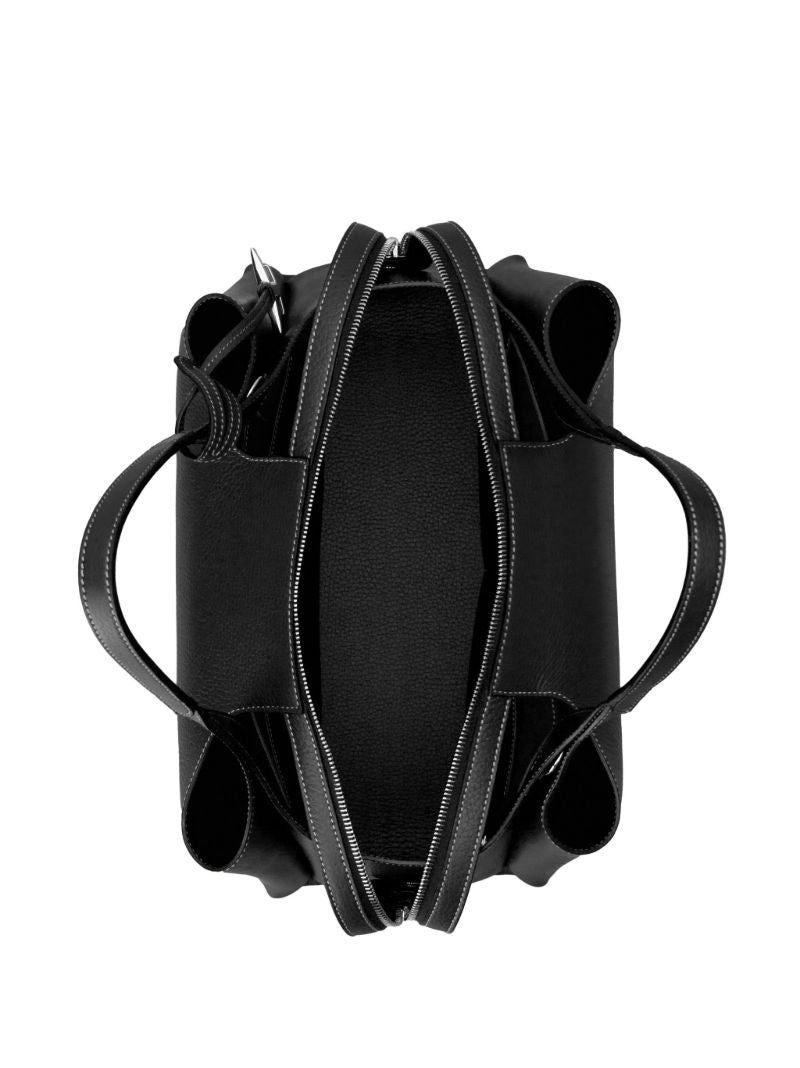 Black Boston Medium Leather Tote Bag