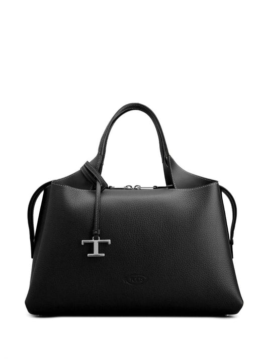 Black Boston Medium Leather Tote Bag