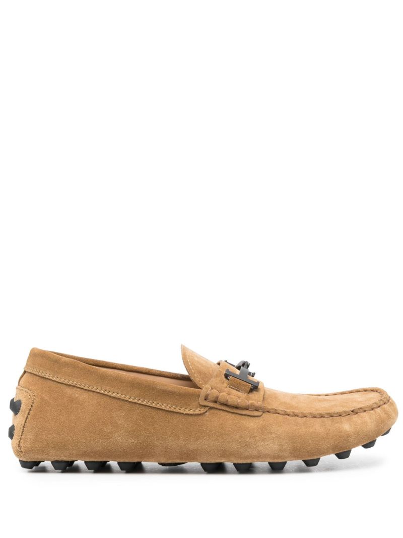 Neutral Gommino Double T Suede Loafers