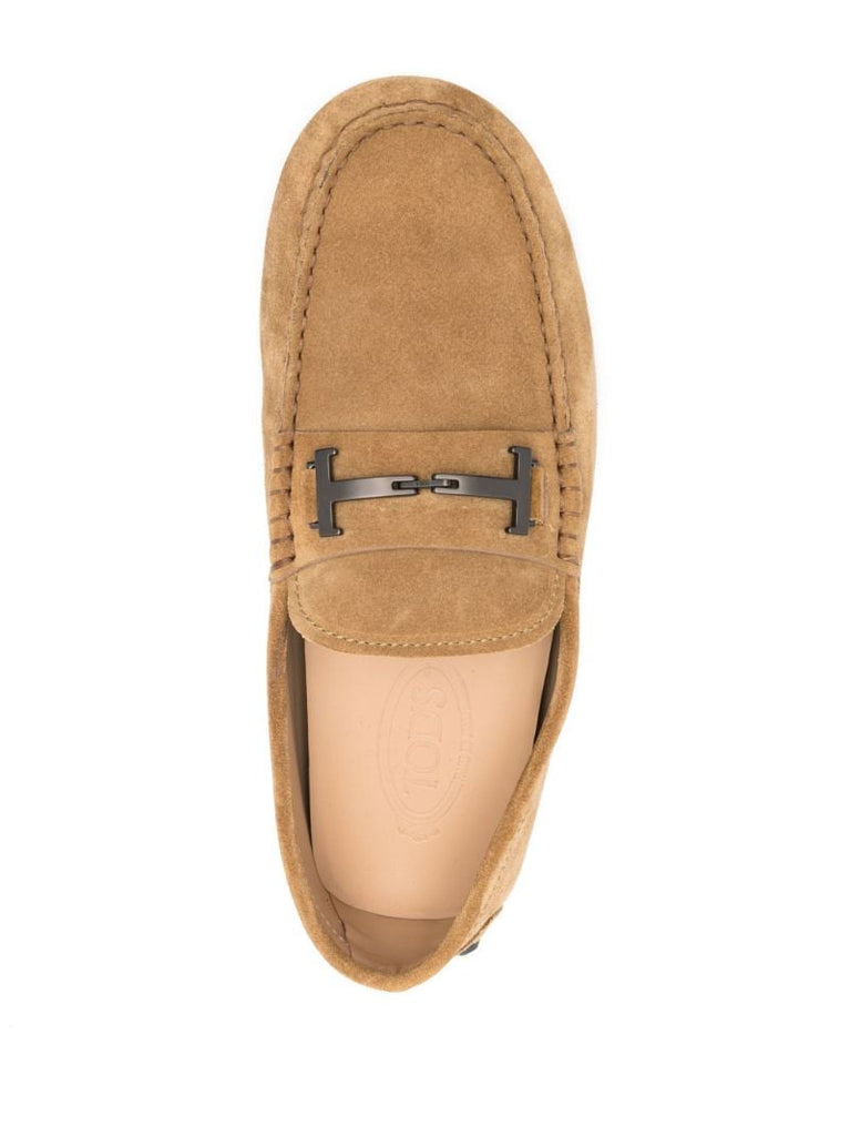 Neutral Gommino Double T Suede Loafers