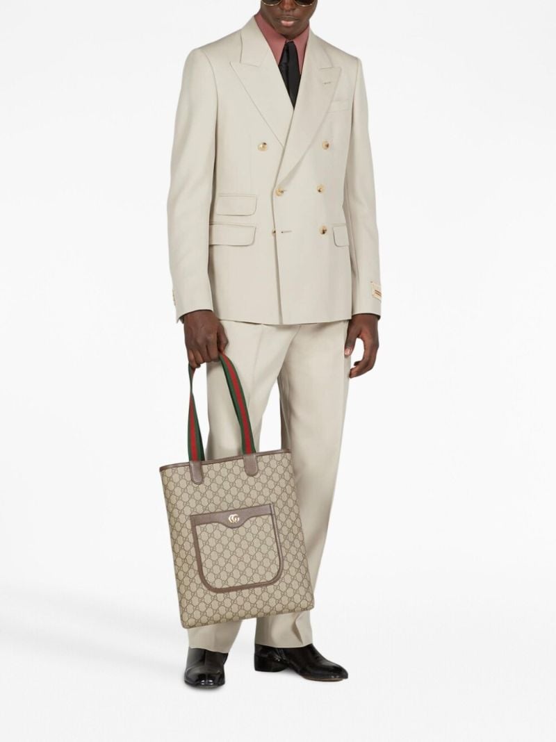 Neutral Gg Small Tote Bag