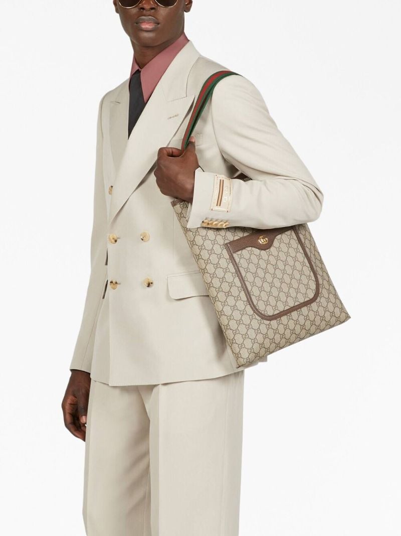 Neutral Gg Small Tote Bag