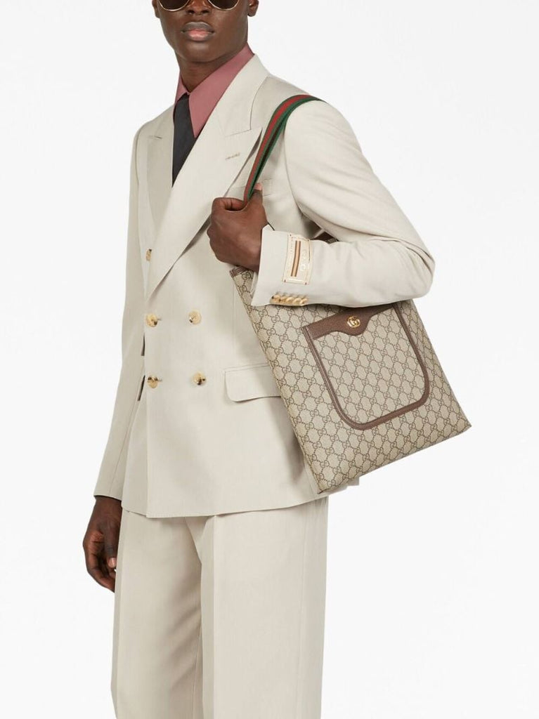Neutral Gg Small Tote Bag