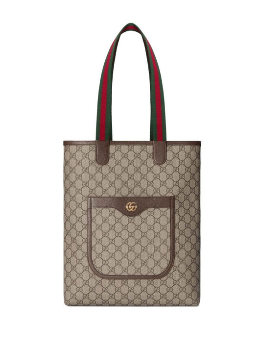 Neutral Gg Small Tote Bag
