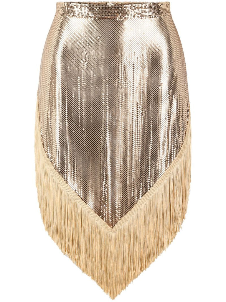 Gold-tone Chainmail Fringed Skirt