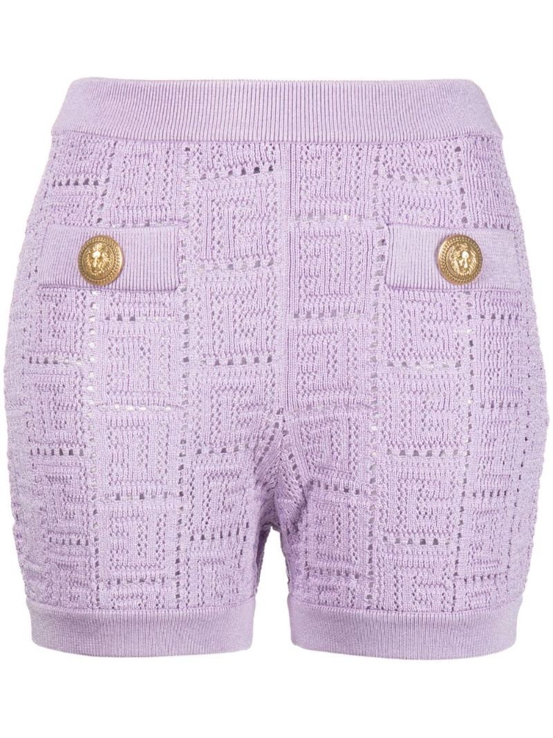 Purple All-over Monogram Knitted Shorts