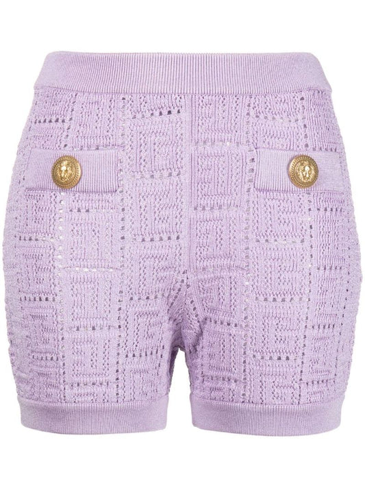 Purple All-over Monogram Knitted Shorts