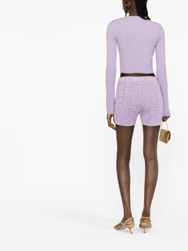 Purple All-over Monogram Knitted Shorts