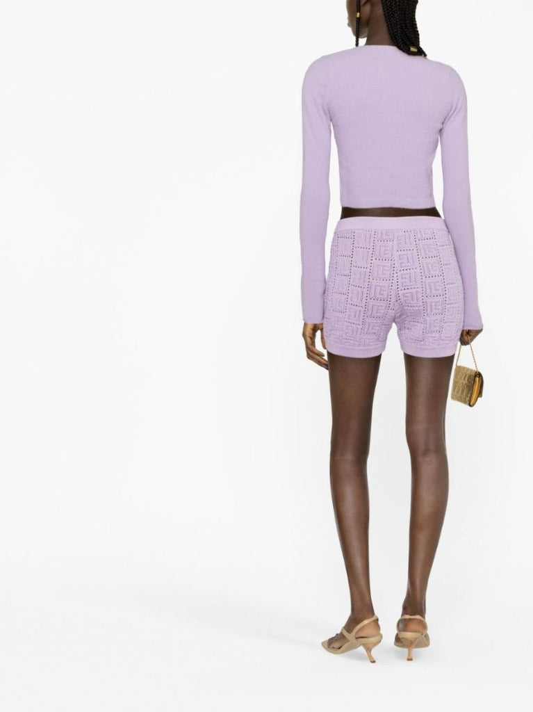 Purple All-over Monogram Knitted Shorts