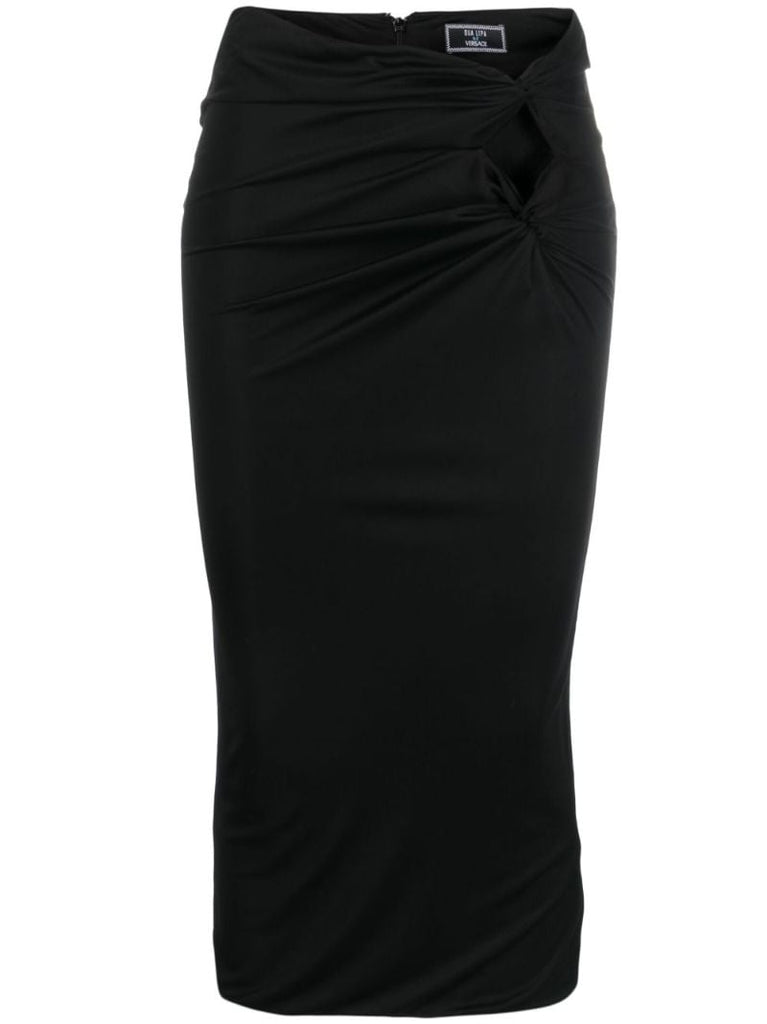 X Dua Lipa Knotted Midi Skirt
