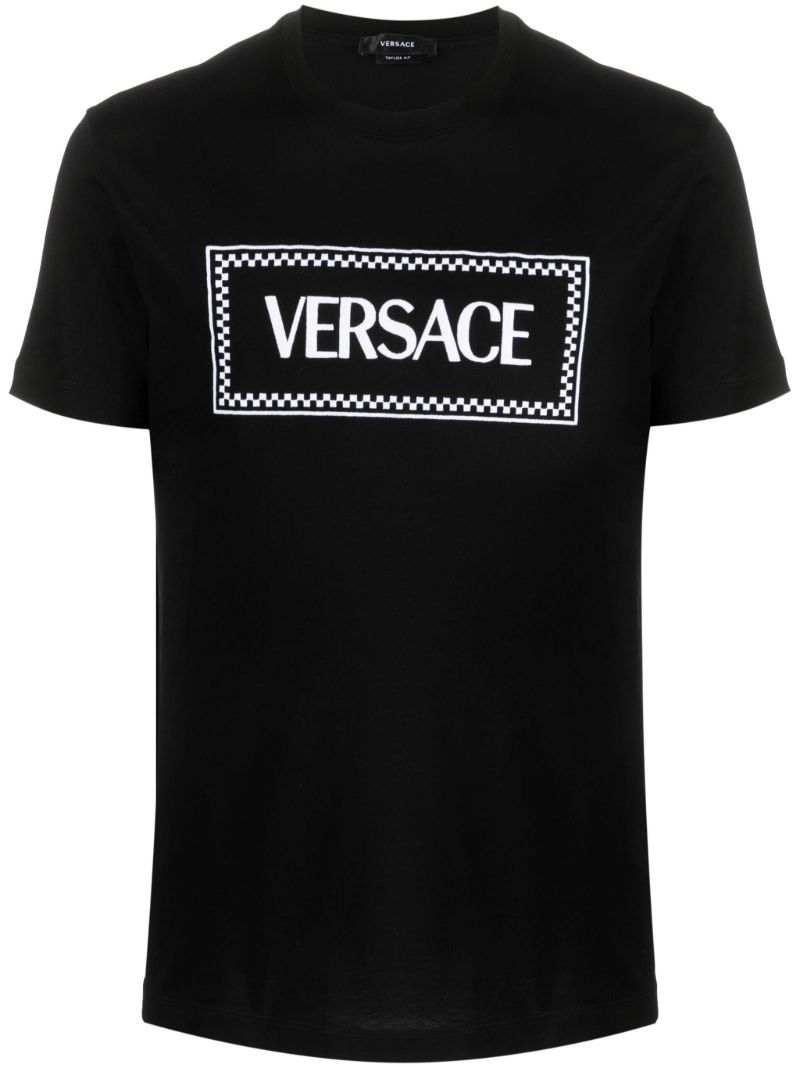 Black Logo Embroidered Cotton T-shirt