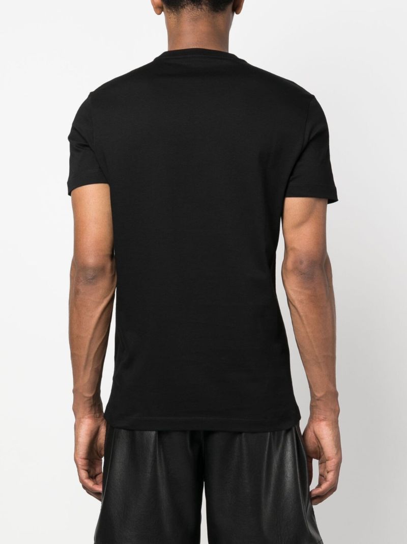 Black Logo Embroidered Cotton T-shirt