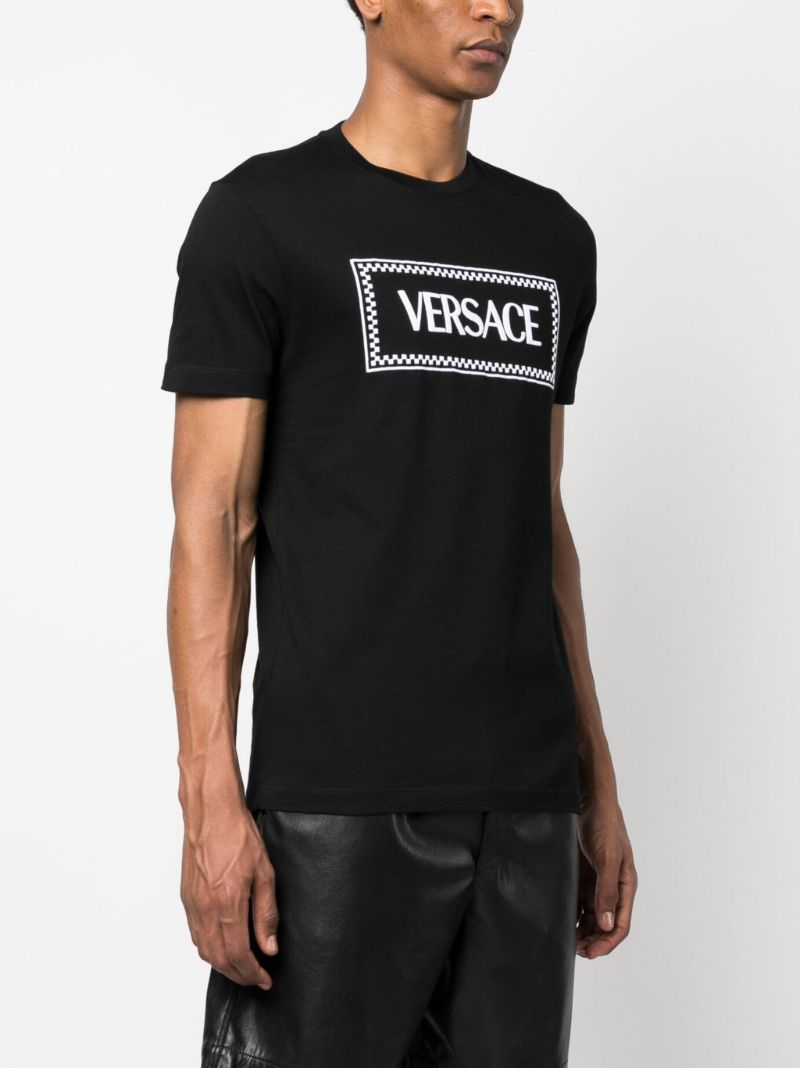 Black Logo Embroidered Cotton T-shirt
