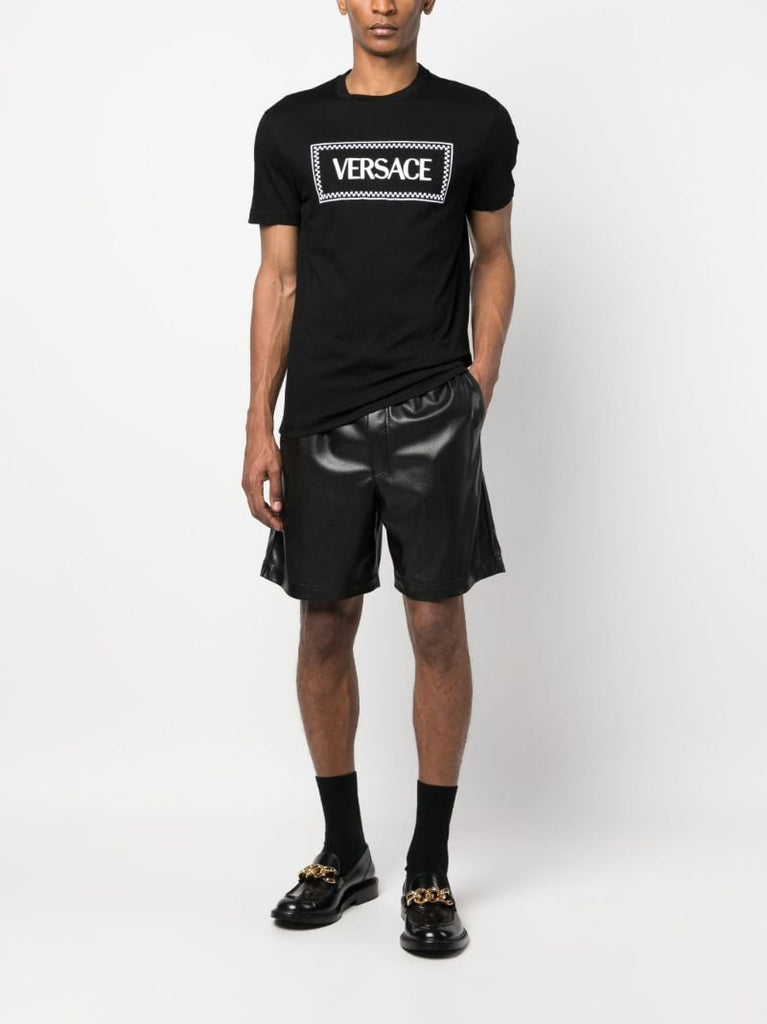 Black Logo Embroidered Cotton T-shirt