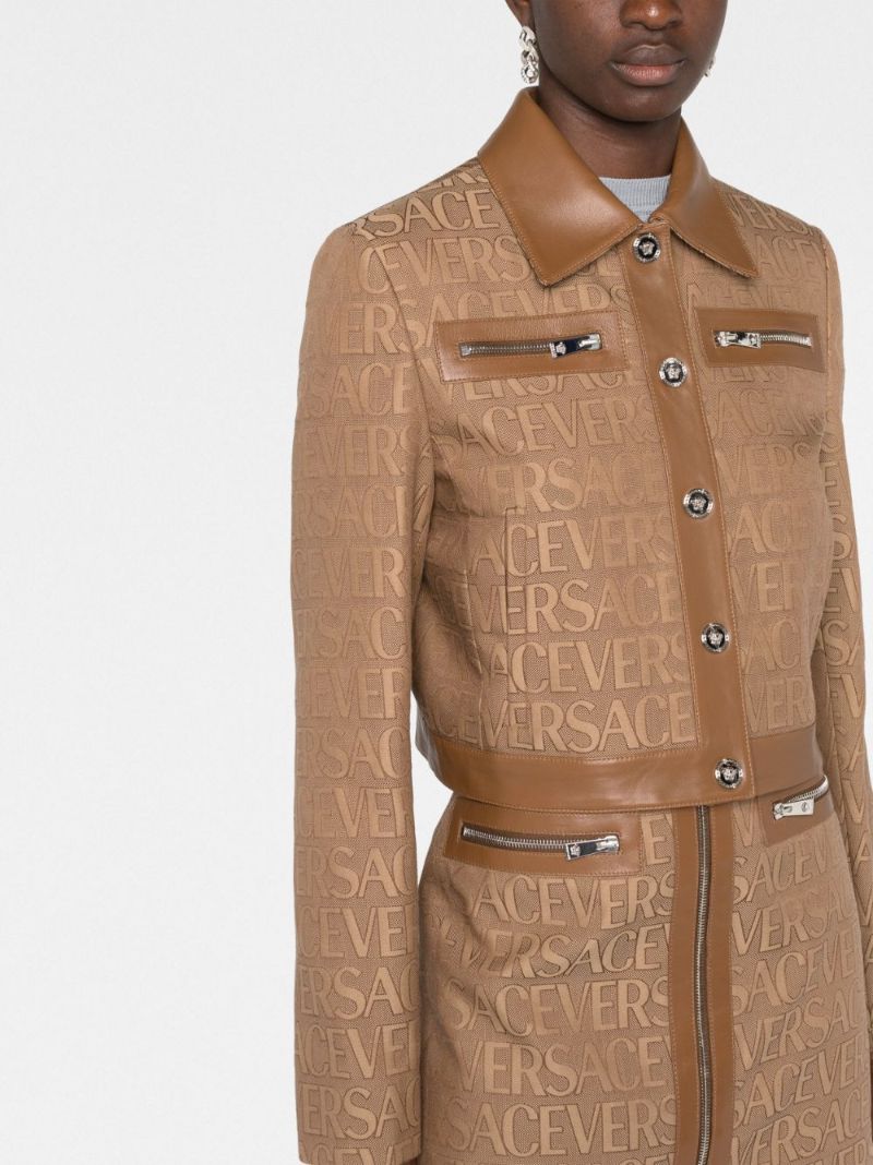Brown Allover Jacquard Jacket