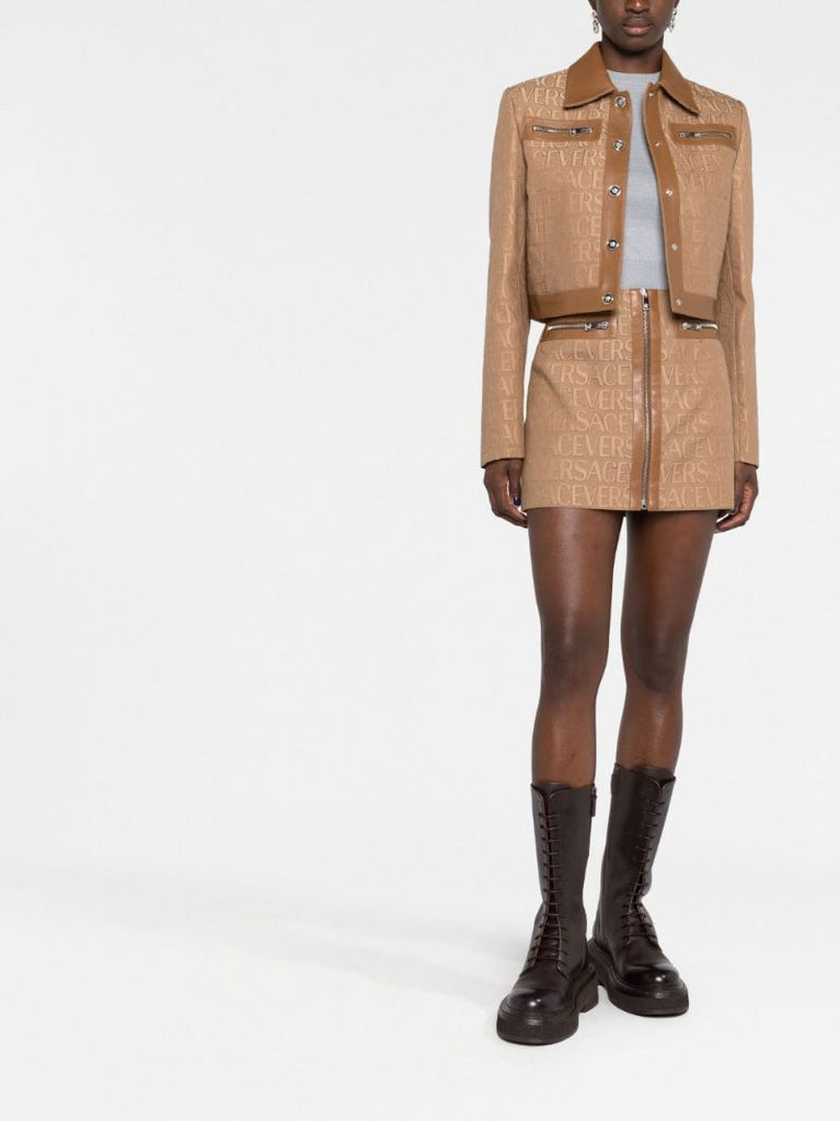 Brown Allover Jacquard Jacket