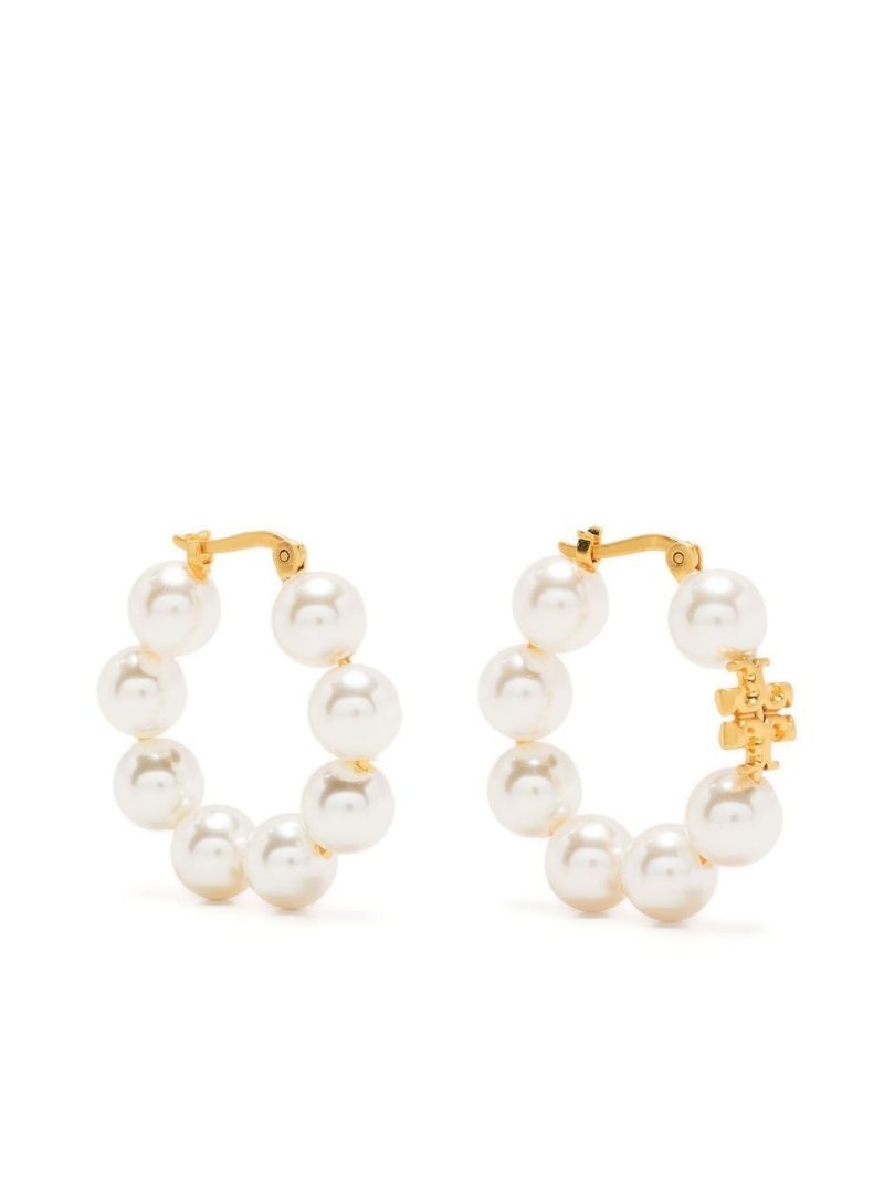 Gold-plated Kira Pearl Hoop Earrings